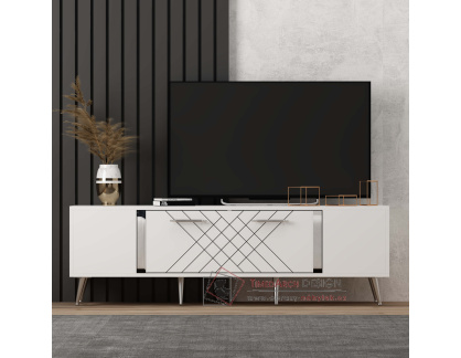 HUSLIA, televizní stolek 1-dveřový, bílá / stříbrná