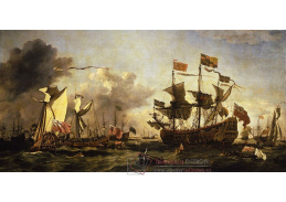 A-5243 Willem van de Velde - Královská návštěva flotily v ústí řeky Temže roku 1672