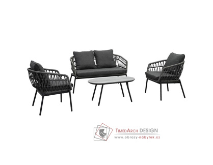 AZ-L1880 GREY, zahradní set 1+1+2, antracit / látka tmavě šedá