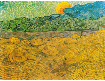 VR2-9 Vincent van Gogh - Krajina se snopy obilí a vycházejícím měsícem