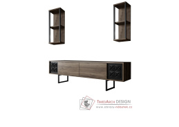 BLACK LINE, obývací stěna, černá / ořech