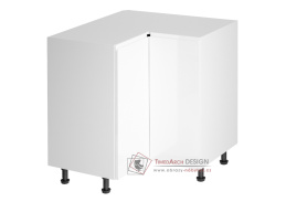 AURORA, dolní rohová skříňka D90N, bílá / bílý lesk