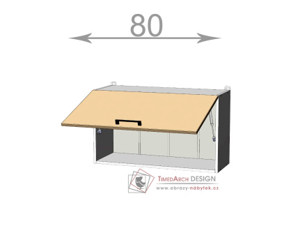 horní vysoká výklopná skříňka š.80, v.46, Horizon W8046, grafit/beton
