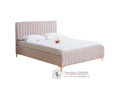 KAISA, čalouněná postel 140x200cm, látka velvet růžová