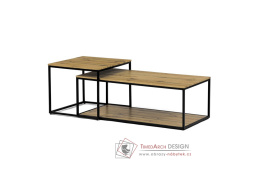 CT-X7123 OAK, konferenční stůl - sada 2ks, černý lak / dub divoký
