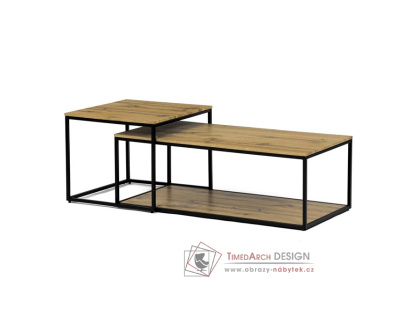 CT-X7123 OAK, konferenční stůl - sada 2ks, černý lak / dub divoký