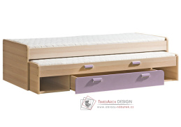 LIMO L16, postel s přistýlkou a ÚP, jasan coimbra / fialová