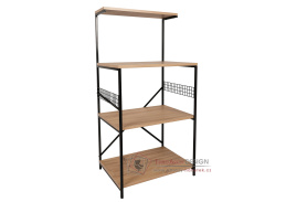 ANEMON, policový regál, černá / borovice