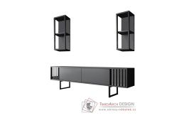 CHROME LINE, obývací stěna, černá / antracit