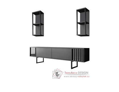 CHROME LINE, obývací stěna, černá / antracit