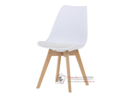 CT-X7056 WT, jídelní židle, buk / plast bílý / látka bílá