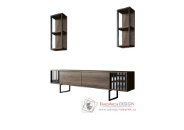 CHROME LINE, obývací stěna, černá / ořech