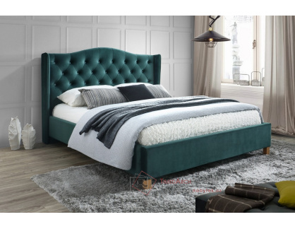 ASPEN, čalouněná postel 160x200cm, látka zelená