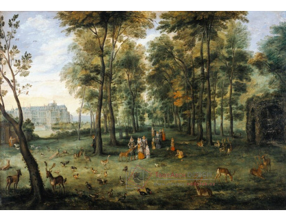 A-7469 Jan Brueghel - Arcivévodové Albrecht a Isabella v zahradě svého zámku na Coudenbergu v Bruselu