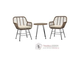 AZ-F1208 NAT, relaxační set 1+2, umělý ratan / látka béžová / polywood