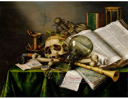 SO XI-384 Edwaert Collier - Vanitas, zátiší s knihou a rukopisy a lebkou
