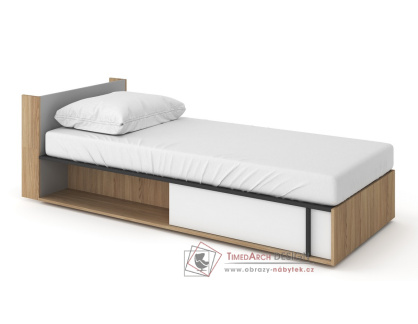VENIDI 15L, postel 90x200cm s ÚP - levá, bílá / světle šedá / grafit / salisbury