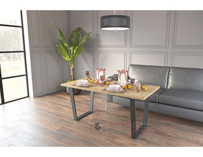 LOUISIANA, jídelní stůl 160x80cm, černá / dub sonoma