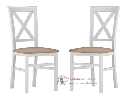 SPINA 101, jídelní čalouněná židle - sada 2ks, bílá / látka béžová