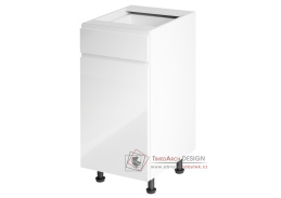 AURORA, dolní kuchyňská skříňka D40S1 - levá, bílá / bílý lesk