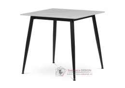 HT-398M WT, jídelní stůl 80x80cm, černá / bílý mramor