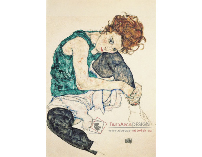 VES 157 Egon Schiele - Sedící žena s obnaženým kolenem