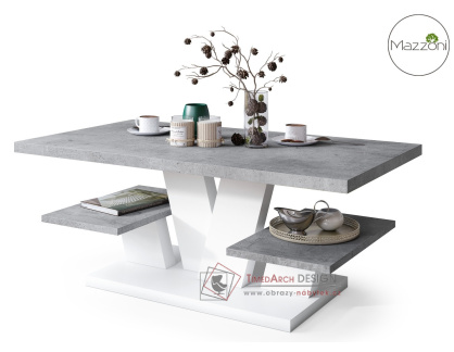 VIVA, konferenční stolek 110x60cm, bílá / beton millenium