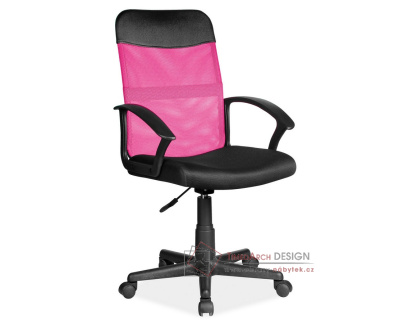 Q-702, kancelářská židle, látka černá / síťovina růžová