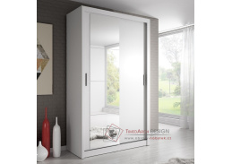 ARTI 06, šatní skříň s posuvnými dveřmi 120cm, bílá / zrcadla