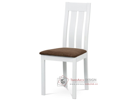 BC-2602 WT, jídelní židle, bílá / látka hnědá