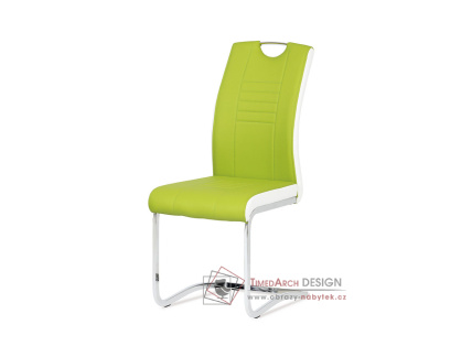 DCL-406 LIM, jídelní židle, chrom / ekokůže limetková + bílá