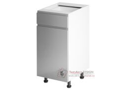 AURORA, dolní kuchyňská skříňka D40S1 - levá, bílá / šedý lesk