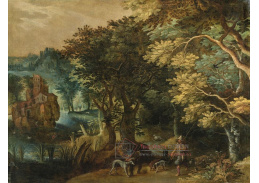 A-8757 Paul Bril - Zalesněná krajina s lovci a rybáři