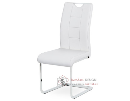 DCL-411 WT, jídelní židle, chrom / ekokůže bílá