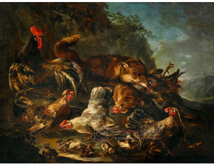 A-1639 Angelo Maria Crivelli - Liška lovící slepici a kohouta