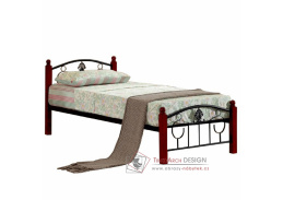 MAGENTA, kovová postel 90x200cm, černá / třešeň