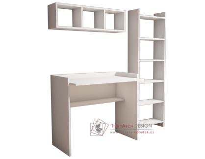 MATILDA, psací stůl s regálem, bílá