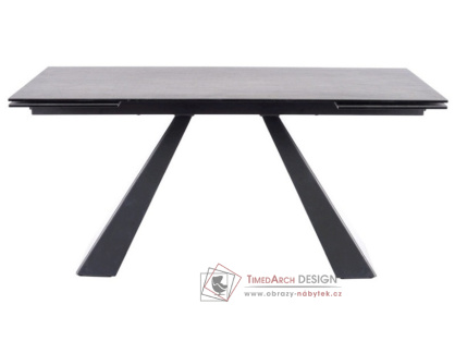 SALVADORE CERAMIC, jídelní stůl rozkládací 160-240x90cm, černá / šedý mramor