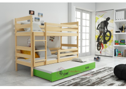 NORBERT, patrová postel s přistýlkou, borovice / zelená