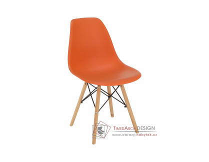 CINKLA 3 NEW, jídelní židle, buk / plast oranžový