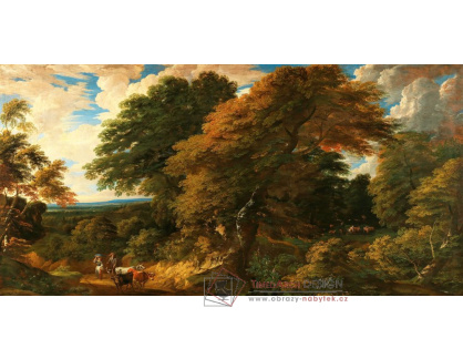 A-2573 Cornelis Huysmans - Zalesněná krajina s rolníky a jejich dobytkem