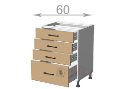 dolní skříňka se zásuvkami š.60, v.82, Kaiser LD31S6082, bílá/krémová lesk