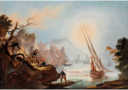 A-1992 Claude Joseph Vernet - Rybáři na břehu s pohledem na zámek a plachetnice