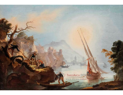 A-1992 Claude Joseph Vernet - Rybáři na břehu s pohledem na zámek a plachetnice