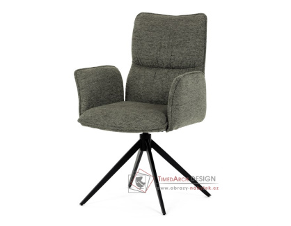 DCH-D1328 GRN2, jídelní otáčecí křeslo, černá / látka zelená