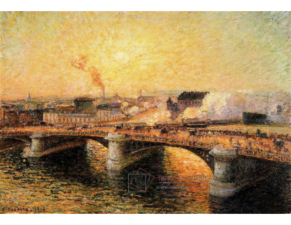 VCP-263 Camille Pissarro - Pont Boieldieu v Rouen, západ slunce