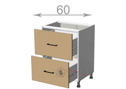 dolní skříňka se zásuvkami š.60, v.82, Horizon LD11S6082, bílá/ořech tmavý