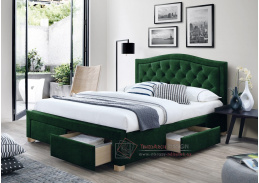 ELECTRA, čalouněná postel 160x200cm, látka Velvet zelená