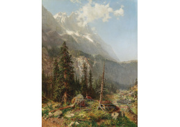 A-8874 Robert Schultze - Krajina poblíž Obergrainau s Zugspitze v Bavorsku