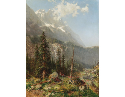 A-8874 Robert Schultze - Krajina poblíž Obergrainau s Zugspitze v Bavorsku